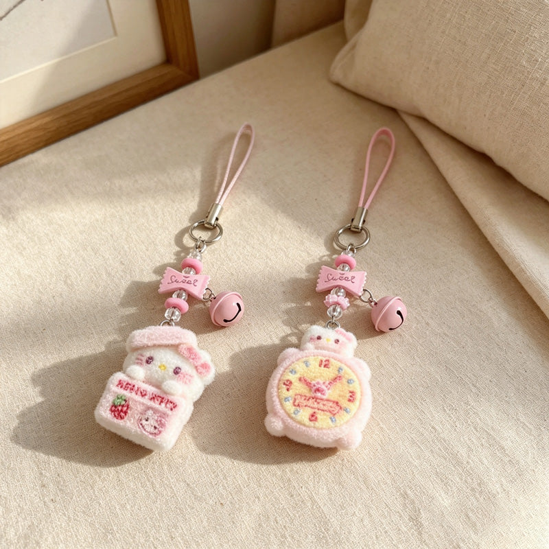 CloudNook Phone Charm Strap-Textured Cartoon Cat Pendant Design