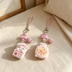 CloudNook Phone Charm Strap-Textured Cartoon Cat Pendant Design