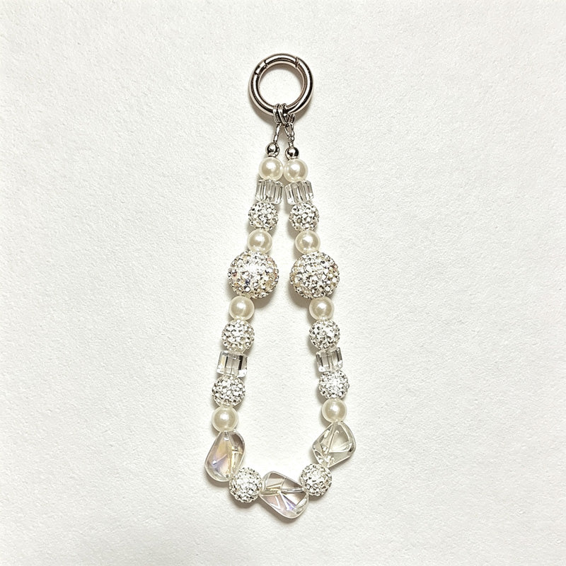 CloudNook Beaded Phone Wrist Strap-Sparkling Rhinestone Pearl Chain