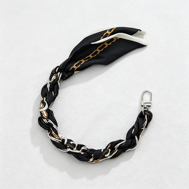 CouldNook Silver Monochrome Phone Wrist Strap - Scarf Link Loop