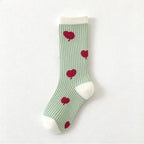 CouldNook Graphic Crew Socks - Apple Motifs And Contrasting Stripe Patterns