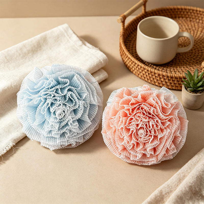CouldNook Double Layer Bath Pouf - Wavy Two Tone Mesh