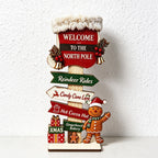 Wooden Christmas Tabletop Decorations with Printed Holiday Scenes