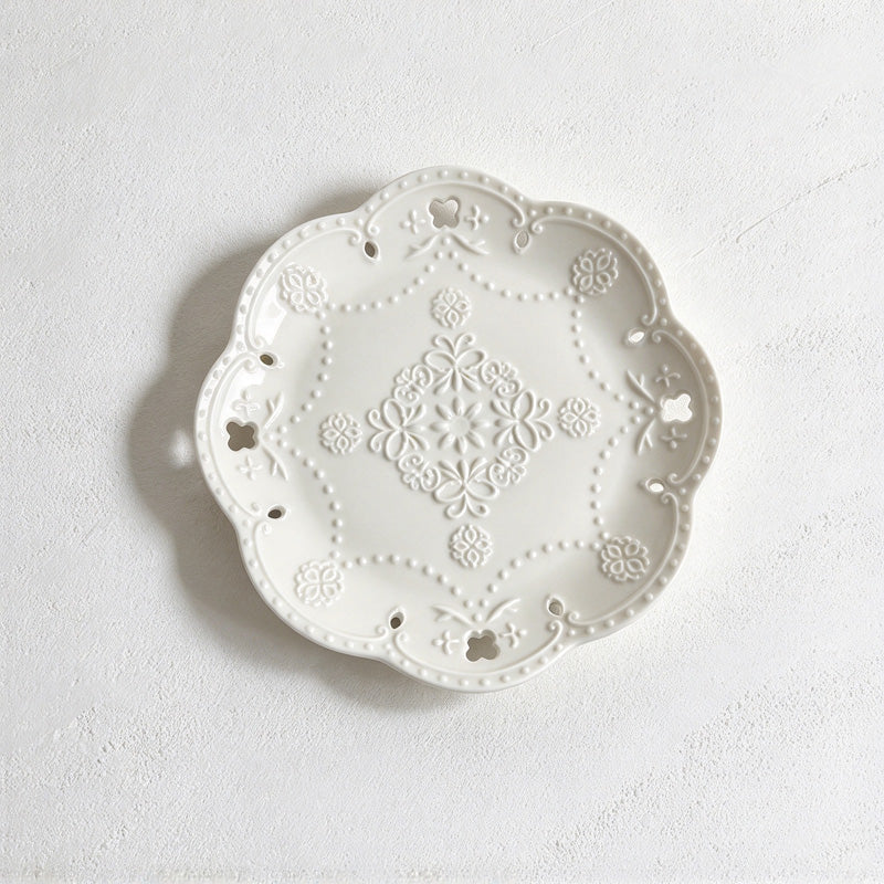 CouldNook Decorative Plate - Embossed Floral Rim Designs