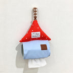 CouldNook House-Shaped Tissue Holder - Dotted Roof and Hanging Loop