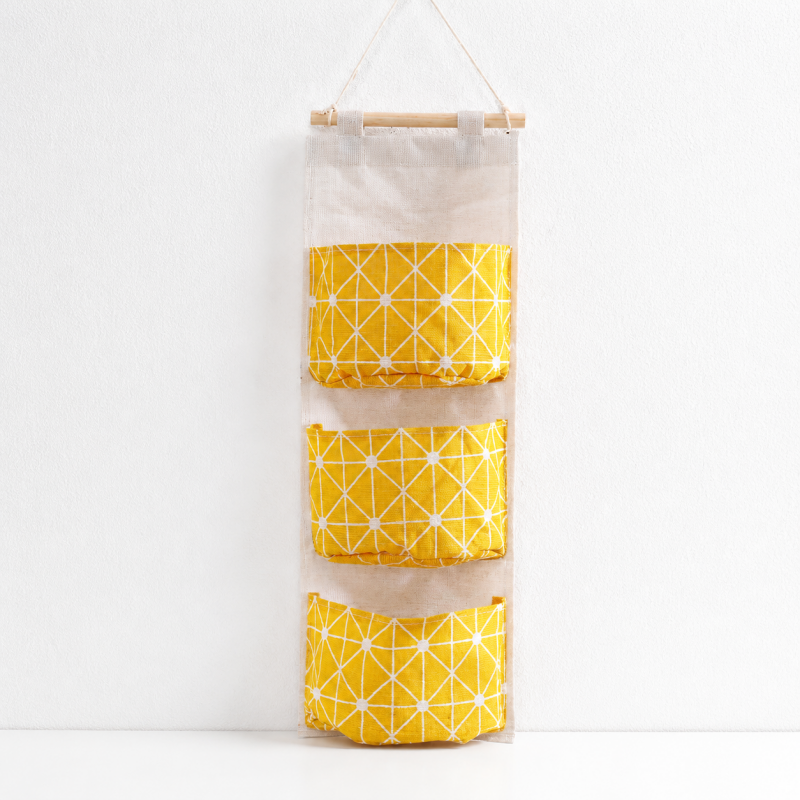 CouldNook Three-Pocket Hanging Organizer - Printed Fabric Wall Pockets