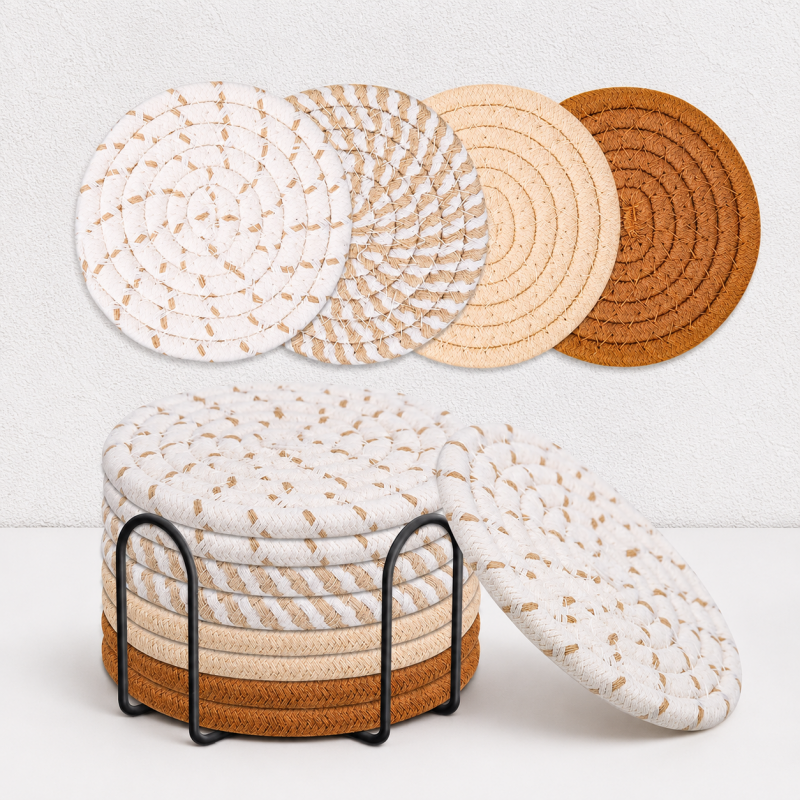CouldNook Braided Cotton Coaster Set - Spiral Color Collections