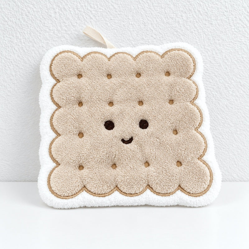 CouldNook Dessert Hand Towel - Smiling Cookie Biscuit and Pudding