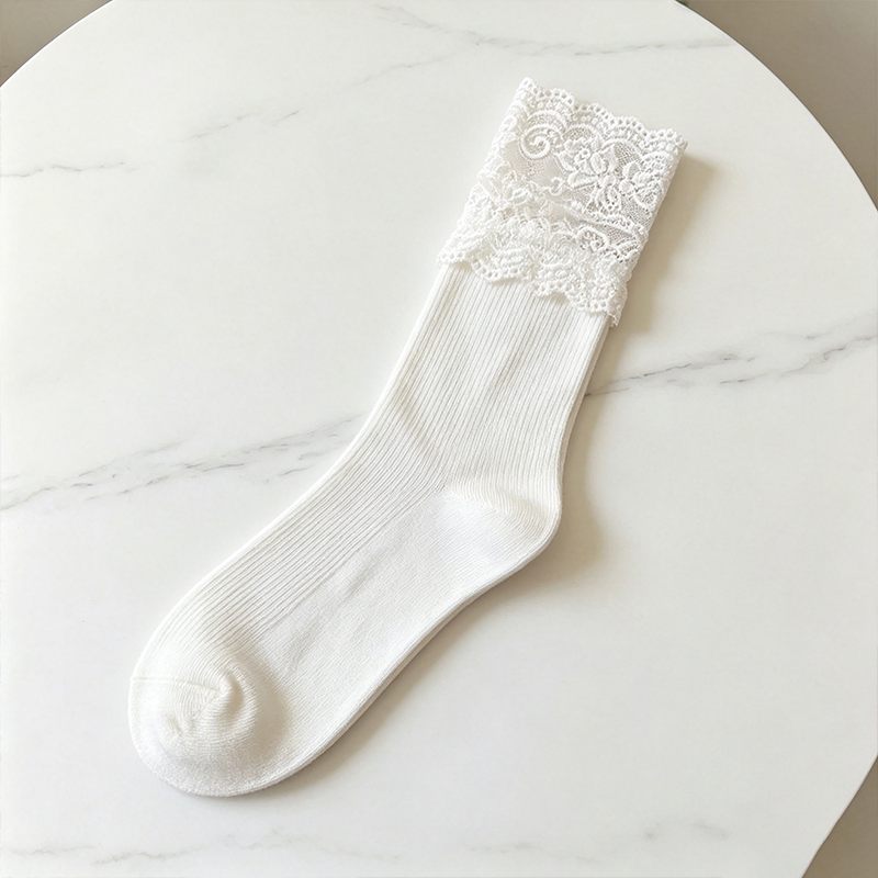 CouldNook Lace Cuff Slouch Socks - Soft Shoe Accent
