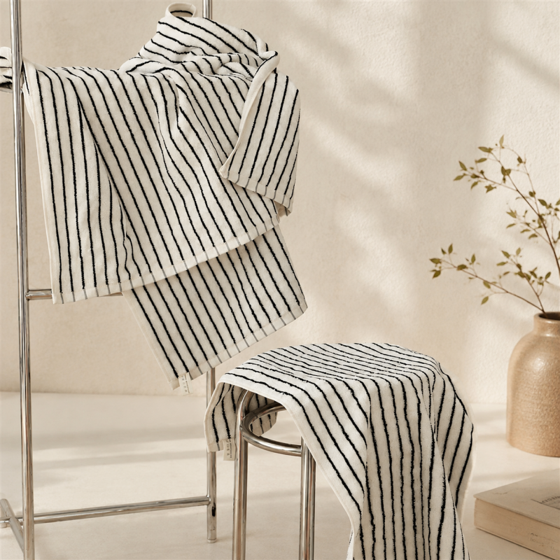 CouldNook Cotton Striped Towel - Coordinated Face and Bath Sizes
