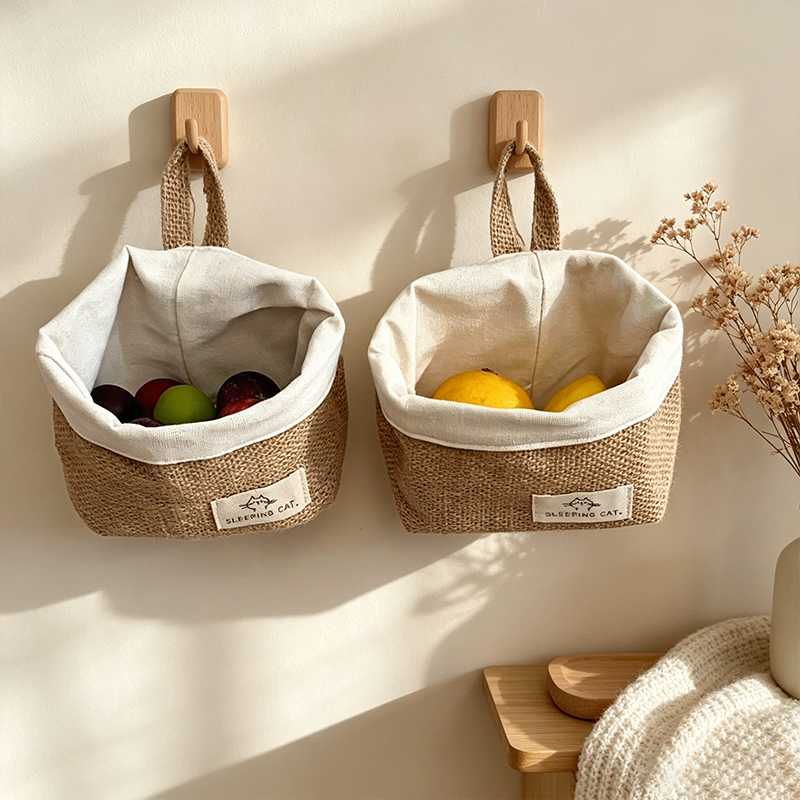 CouldNook Small Hanging Lined Organizer Basket - Simple Storage Accent