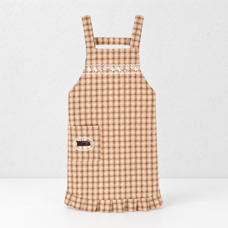 CouldNook Gingham Cross-Back Apron - Four Ruffled Colors Collection