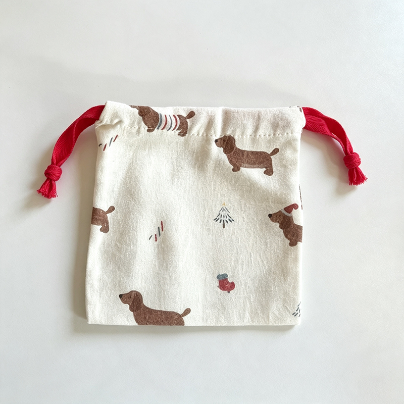 CloudNook Cartoon Print Drawstring Pouch‑Cotton Blend Small Storage Bag