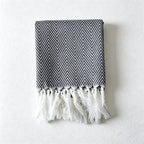 CouldNook Fringed Cotton Tea Towel - Herringbone Weave and Colors