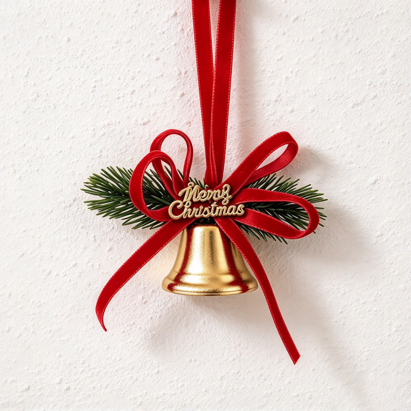 CouldNook Christmas Bell Ornament - Ribbon Bows and Seasonal Sprigs