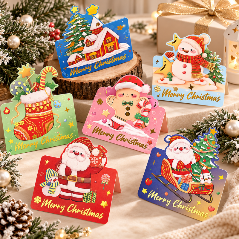 Christmas Card - Shaped Motifs and Gold Greeting