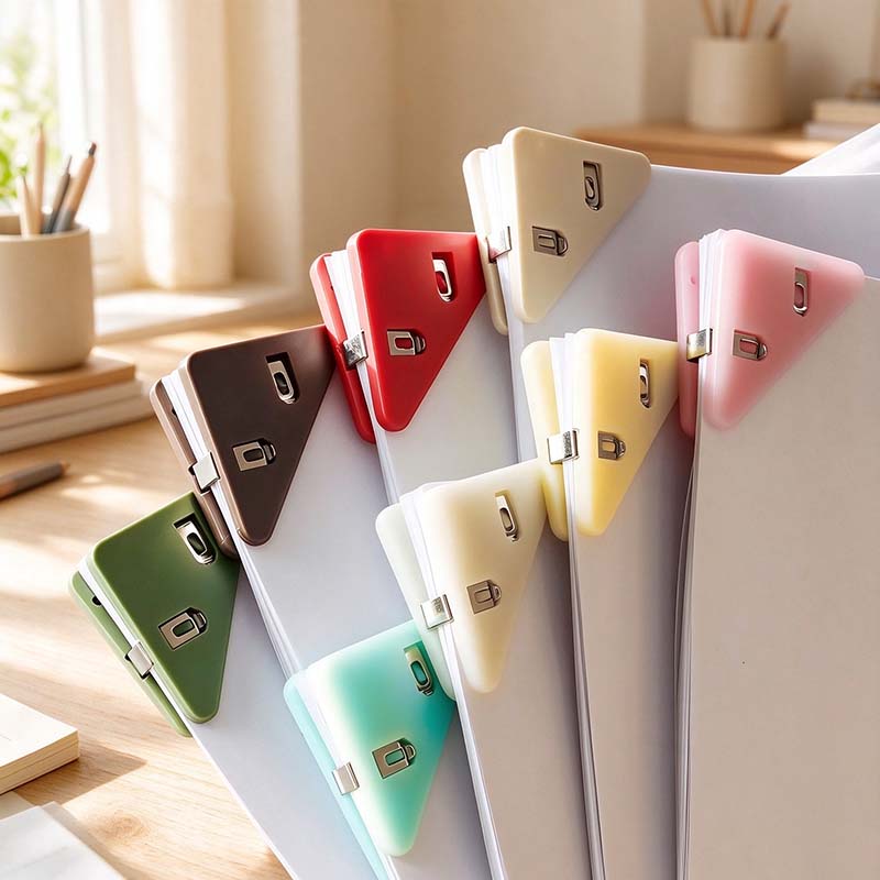 Triangular Paper Corner Clips in Assorted Colors