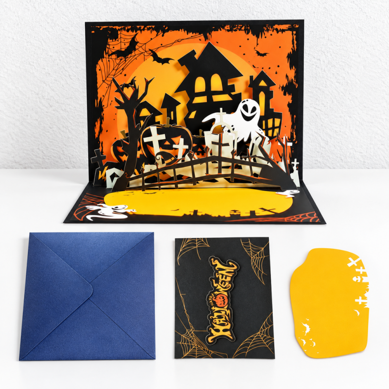 CouldNook Halloween Pop-Up Card - Layered Spooky Scenes and Writing Space