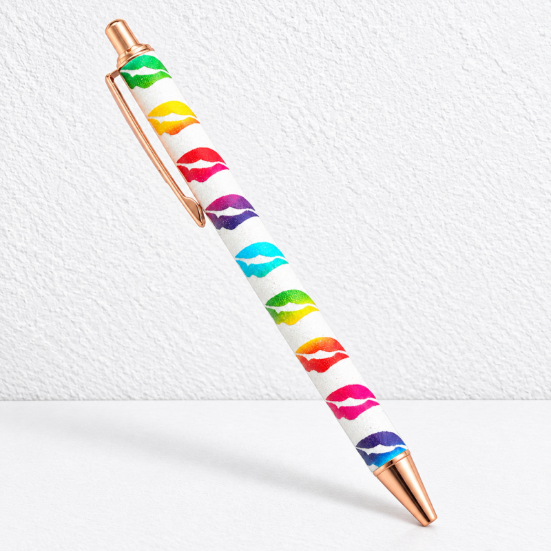 CouldNook Motif Ballpoint Pen - Glittered Hearts, Daisies and Lips