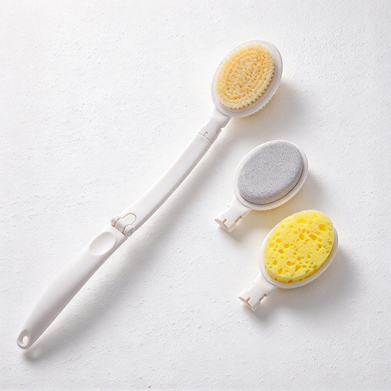 CouldNook Bath Brush Set - Folding Handle And Three Interchangeable Heads