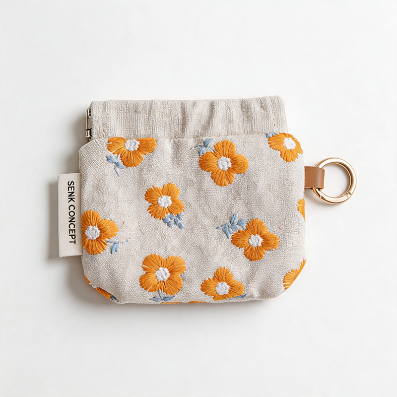 CouldNook Embroidered Wristlet Pouch Organizer Bag - Warm Routine Accent