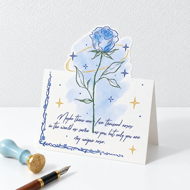 CouldNook Blue Rose Greeting Card - Moon Butterfly Designs