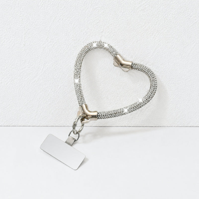 CouldNook Heart Rhinestone Phone Wrist Strap - Metal Tether