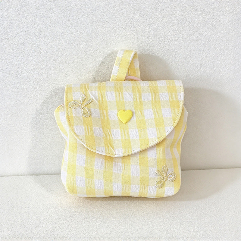 CouldNook Gingham Flap Makeup Pouch - Heart Snap And Embroidered Bow
