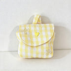 CouldNook Gingham Flap Makeup Pouch - Heart Snap And Embroidered Bow