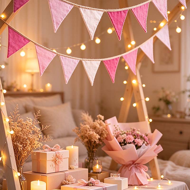 CouldNook Cotton Pennant Garland - Crinkled Triangles and Continuous Hanging Tape