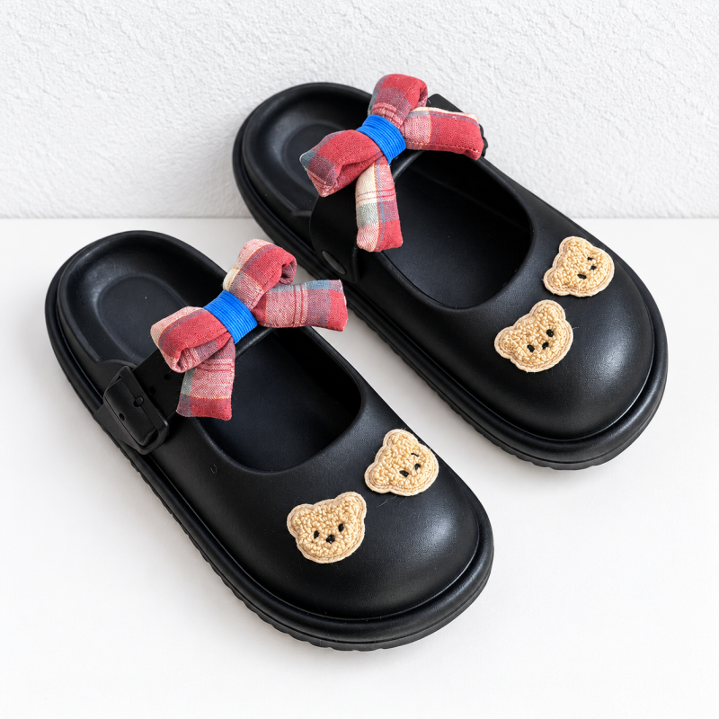 CouldNook Bear Mary Jane Slides - Three Neutral Color Options
