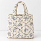 CouldNook Floral Cotton Handbag - Quilted Stitching And Short Fabric Handles
