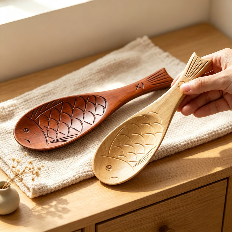 CouldNook Fish‑Shaped Wooden Rice Spoon‑Non‑Stick Kitchen Utensil