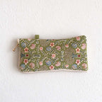 CouldNook Embroidered Glasses Pouch - Floral Stitching And Checked Lining