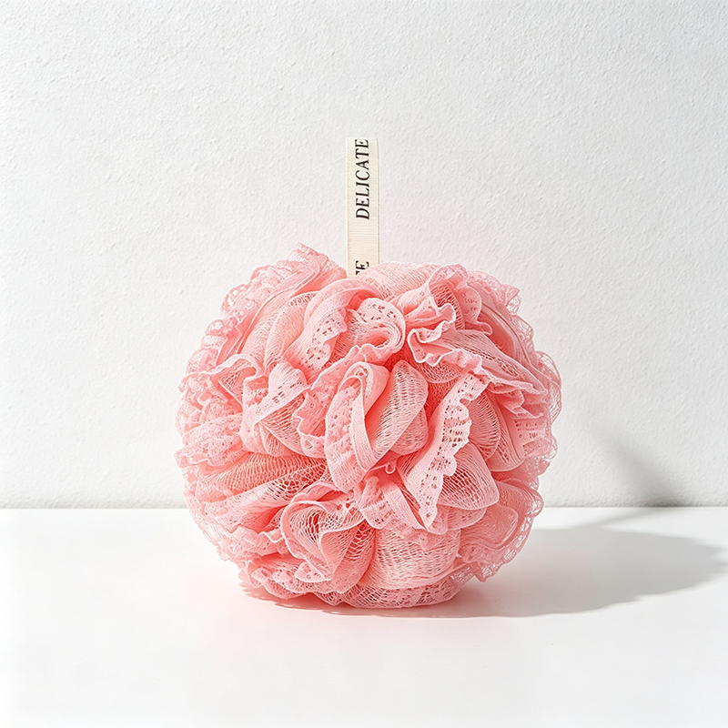 CouldNook Scalloped Mesh Bath Pouf - Soft Flower Layers