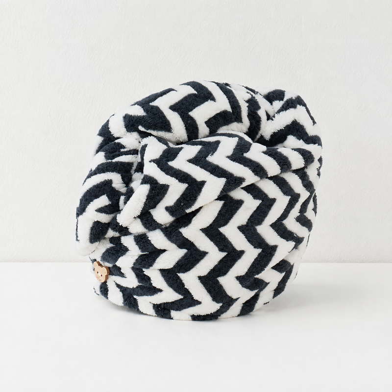 CouldNook Striped Hair Drying Wrap - Button Fastening and Chevron Options