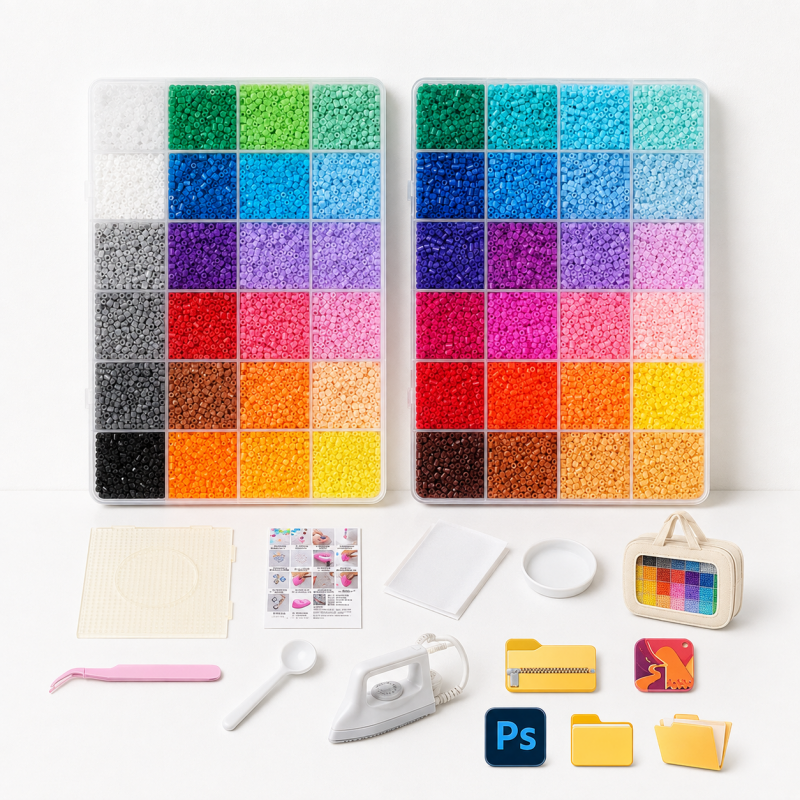 CouldNook Fusion Bead Material Kit - Color Trays and Tool Options