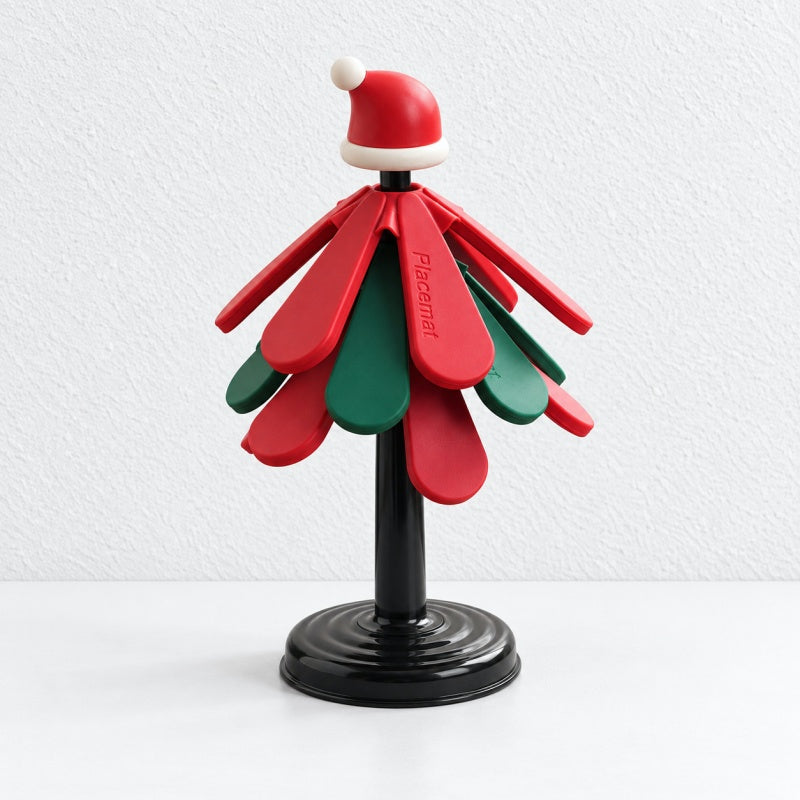 CouldNook Christmas Tree Trivet Set - Round Stand Holiday Display