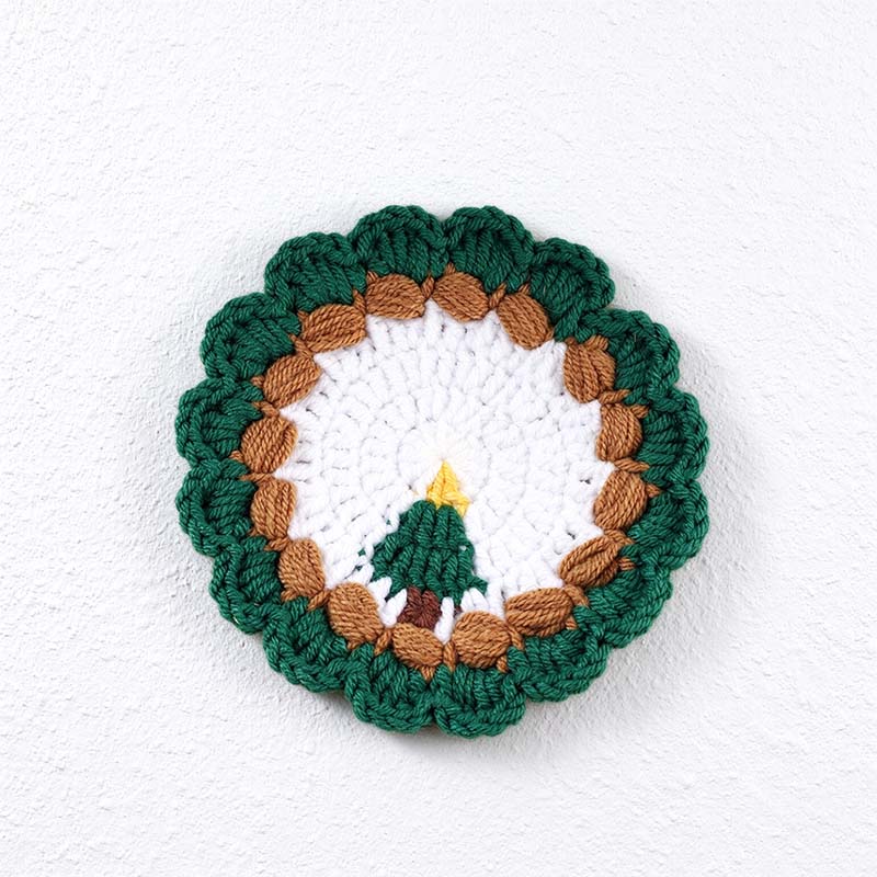 Christmas Crochet Coaster with Festive Motif Options