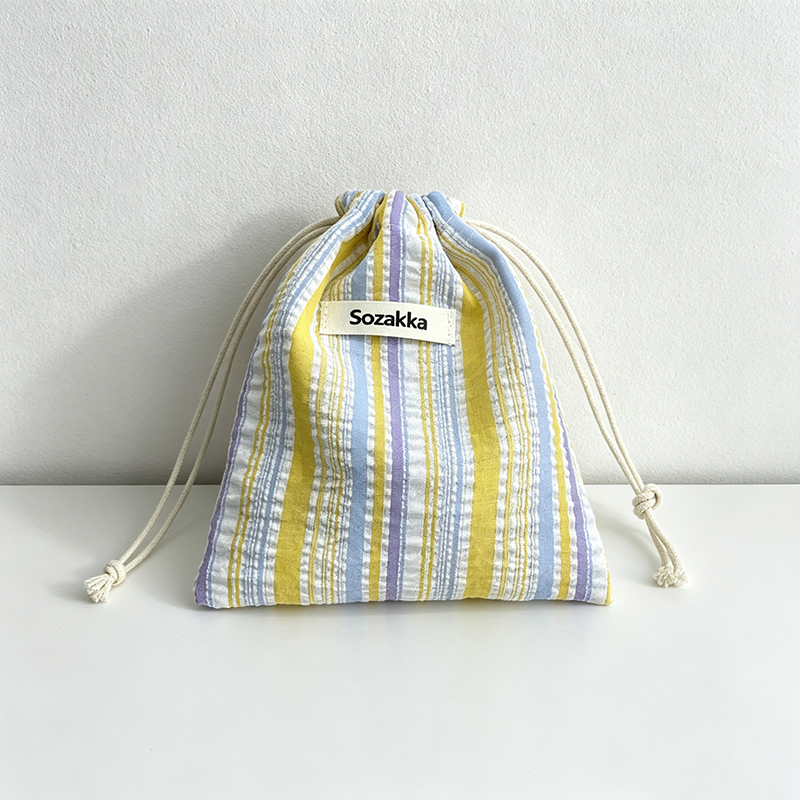 CouldNook Striped Drawstring Organizer Bag - Soft Storage Pouch