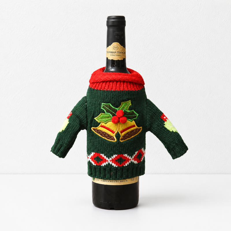 CouldNook Christmas Bottle Sweater - Knit Texture and Holiday Motifs