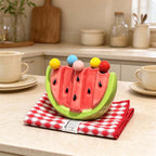 CouldNook Watermelon Fruit Fork Set - Colorful Handles and Slice-shaped Holder
