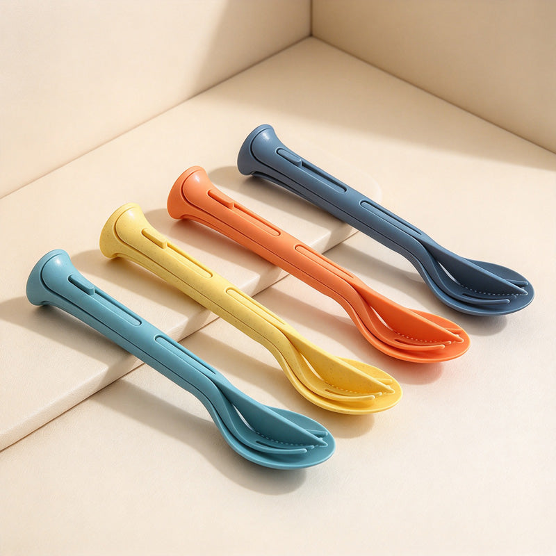 CouldNook Stackable Cutlery Set - Slotted Colorful Handles
