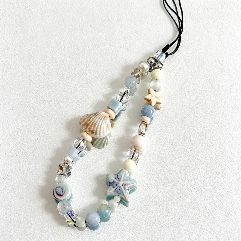 CloudNook Beaded Phone Wrist Strap-Ocean Shell Star Charms