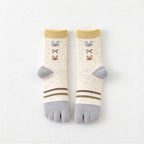 CouldNook Patterned Split-Toe Socks - Rabbit Motifs And Contrast Toe Sections