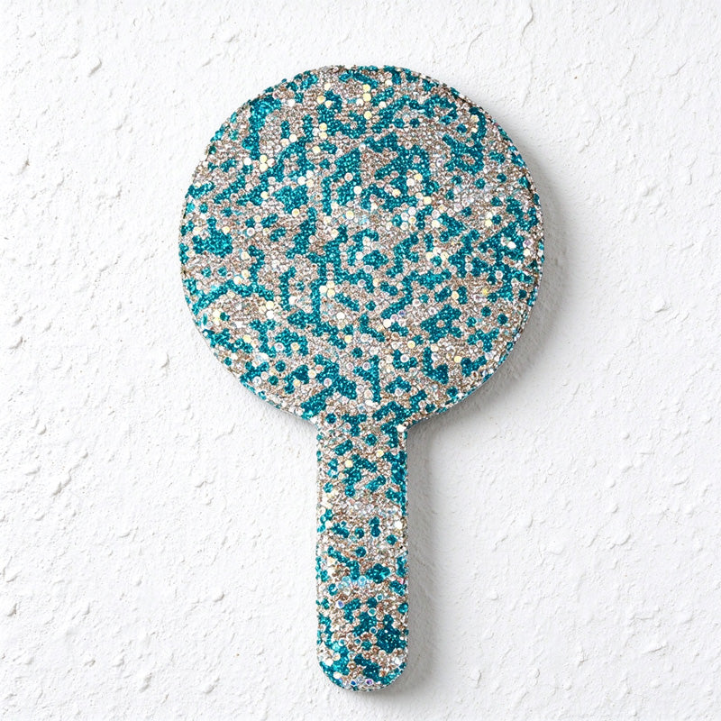 Rhinestone Hand Mirror in Round Heart and Square Designs