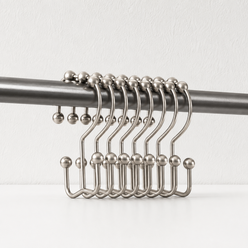 CouldNook Beaded Shower Curtain Hook - Rounded Metal Profile