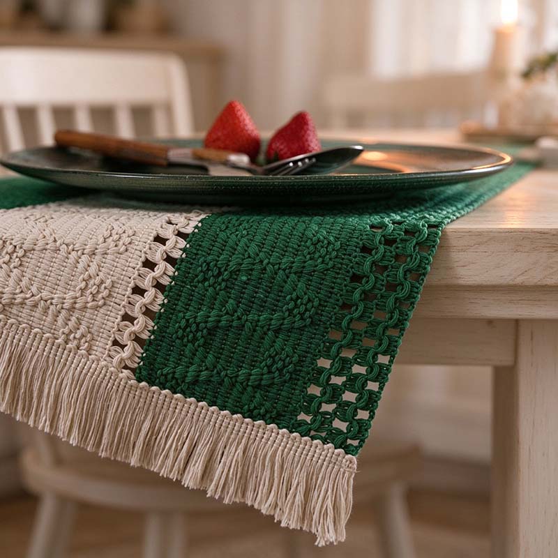 CouldNook Woven Placemat - Textured Patterns and Short Fringed Ends