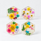 CouldNook Pressed Flower Coaster - Hexagonal Shape and Botanical Details