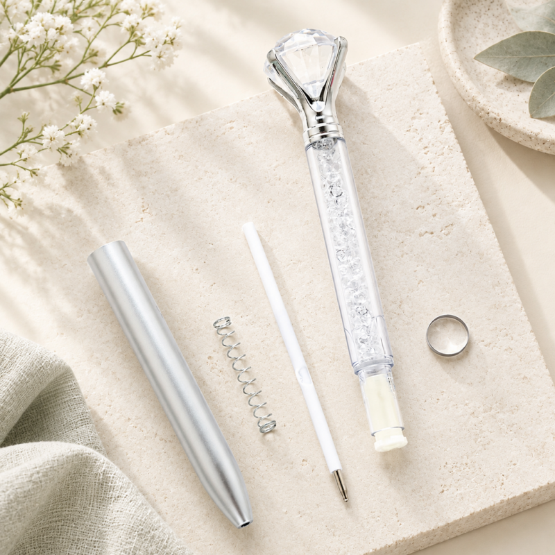 CouldNook Gem Top Ballpoint Pen - Clear Decorative Barrel and Facets